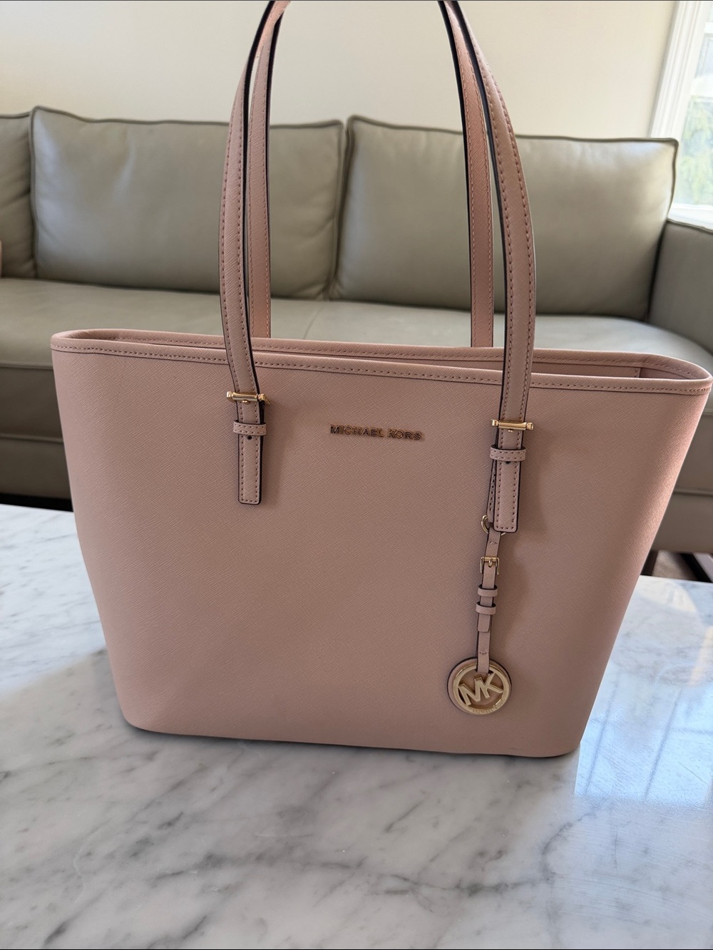 Michael Kors Blush Saffiano Leather Tote with Gold Accentd